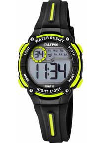 Chronograph Calypso Watches "Digital Crush", schwarz (schwarz, neongelb), Armbanduhren, Jungen, Chronograph, Armbanduhr, Quarzuhr, Kinderuhr, Datum, digital, Stoppfunktion