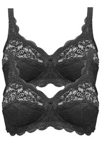 B&uuml;gelloser BH SuSa "2er Pack BH ohne B&uuml;gel Latina", Damen, Gr. 90, Cup C, schwarz (schwarz schwarz), Spitze, Obermaterial: 77% Polyamid PA. 15% Baumwolle CO. 8% Elasthan EL., BHs B&uuml;gelloser BH