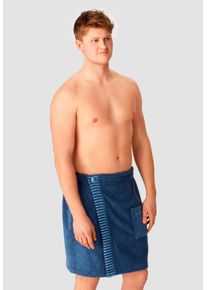 Kilt Schiesser "Rom aus weicher Baumwolle, saugstark und 3-fach weitenverstellbar", blau (dunkelblau), L:55cm, Frottier, Hausm&auml;ntel, Kilt, MADE IN GREEN by OEKO-TEX