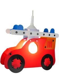 Niermann H&auml;ngeleuchte "Feuerwehrauto, Kinderlampe, Kinderzimmer", rot, 1, H: 6cm, 1 Stk., Leuchten, Die L&auml;nge der Pendelaufh&auml;ngung ist k&uuml;rzbar, H&auml;ngeleuchte