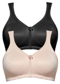 Entlastungs-BH SuSa "2er Pack Entlastungs BH Topsy Plus", Damen, Gr. 95, Cup D, bunt (schwarz cappuccino), Stoff, Obermaterial: 78% Polyamid PA. 22% Elasthan EL., BHs Entlastungs-BH