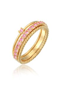Ring-Set Elli "Ring Kristalle Farbig Regenbogen Set (3 tlg) 925 Silber" Gr. 58, rosa, Fingerringe, Damen, 58,mit Stein, Silber 925 (Sterlingsilber), Ring-Set