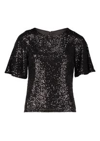 T-Shirt Vera Mont "Pailletten-Bluse mit Fl&uuml;gel&auml;rmeln", Damen, Gr. 46, schwarz, Obermaterial: 93% Polyester PES. 7% Elasthan EL., Shirts T-Shirt