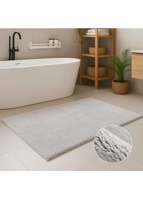 Badematte Carpet City "PURE500, Badteppich uni", grau (hellgrau), H:16mm, Polyester, Badematten, Badematte, Teppich Badezimmer, Badvorleger, Anti-Rutsch, Waschbar, Duschmatte