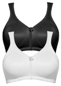 Entlastungs-BH SuSa "2er Pack Entlastungs BH Topsy Plus", Damen, Gr. 75, Cup B, bunt (schwarz wei&szlig;), Stoff, Obermaterial: 78% Polyamid PA. 22% Elasthan EL., BHs Entlastungs-BH
