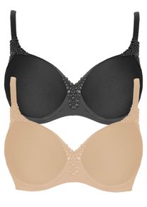 T-Shirt-BH Viania "2er Pack Spacer B&uuml;gel BH Carola", Damen, Gr. 95, Cup C, bunt (nude volcano), Stoff, Obermaterial: 62% Polyamid PA. 27% Polyester PES. 11% Elasthan EL., BHs T-Shirt-BH