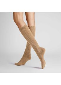 Kniestr&uuml;mpfe Hudson "Kniestrumpf Winter Plait", Damen, Gr. 39-42, beige (beigemeliert 0723), Obermaterial: 44% Wolle WO. 44% Polyacryl PAN. 10% Polyamid PA. 2% Elasthan EL., Socken Kniestr&uuml;mpfe