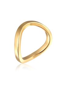 Silberring Elli "Ring Bandring Stapelring Welle Goldfarben f&uuml;r Damen" Gr. 54, gold, Fingerringe, Damen, 54, Messing, Silberring