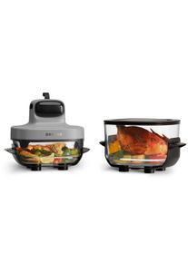 DREAME Hei&szlig;luftfritteuse "Tasti PT60", grau, B:29,6cm H:30,6cm T:28,1cm, Fritteusen, 2 Glasbeh&auml;lter, 1500 Watt, Fritierplatte, Hei&szlig;luftfritteuse