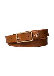 Lederg&uuml;rtel Calvin Klein "SQUARE BUCKLE CK LOOP 25MM", Damen, Gr. 80, argan oil, antique light gold, Rindsleder, unifarben, G&uuml;rtel Lederg&uuml;rtel, Gr&ouml;&szlig;enverstellbar