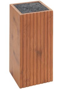 Messerblock Wenko "Modell Mera", braun (dunkelbraun), B:10cm H:22cm L:10cm, Messerbl&ouml;cke, Messerblock, Messerhalter f&uuml;r die K&uuml;che mit Borsteneinsatz, Bambus, Landhaus-Stil