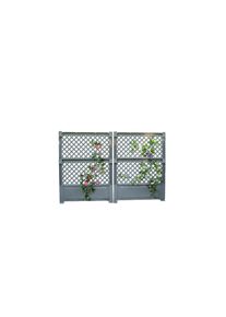 Spalier KHW, grau, B:200cm H:140cm T:6cm, Kunststoff, Rankhilfen, Spalier, 2er-Set mit Erdspie&szlig;en, BxTxH: 100x6x140 cm