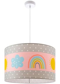 Paco Home Pendelleuchte "Cosmo 962", wei&szlig;, 1, &Oslash; 45,5cm H: 27cm, Leuchten, Lampe Kinderzimmer Deckenlampe Regenbogen Sonne Rosa Grau Wei&szlig; E27, Pendelleuchte