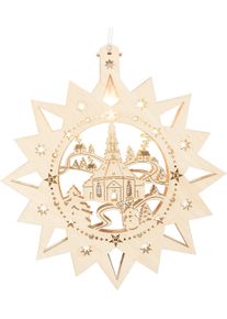 LED Fensterbild SAICO ORIGINAL "Seiffener Kirche, inkl. LED-Leuchtmittel, warmwei&szlig;", natur, B:30cm H:32,5cm T:4,5cm, Leuchten, LED Fensterbild, BxHxT: 30x32,5x4,5 cm