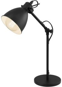 Eglo Tischleuchte "PRIDDY Tischlampe, Nachttischlampe, Stahl, schwarz, E27, Industrial", schwarz (stahlgrau, schwarz), 1, &Oslash; 15,5cm H: 42,5cm, Leuchten, Wohnzimmerlampe, Esszimmer, 1 flammig, Retro, Vintage, 42,5x15,5cm, Tischleuchte