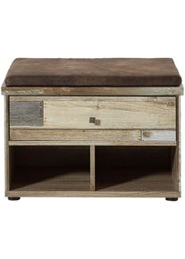 Schuhbank Innostyle "BONANZA", driftwood nachbildung, B:67cm H:47cm T:40cm, Holzwerkstoff, Sitzb&auml;nke, Schuhbank, 2 F&auml;cher, 1 breite Schublade, abnehmbares Sitzkissen