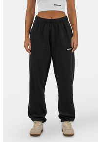 Sweathose Pegador "Villa High Waisted Sweat Pants", Damen, Gr. S, N-Gr, schwarz, wei&szlig;, Sweatware, Obermaterial: 80% Baumwolle, 20% Polyester, unifarben, regular fit lang, Hosen Sweathose, Baumwollmischung, regular fit