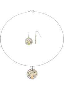 Ohrring und Ketten Set Firetti "Multipack Schmuck Geschenk Silber 925 Halskette Ohrhaken Lebensbaum", gold (silberfarben, gelbgoldfarben), Schmuck_Sets, Herren, Silber 925 (Sterlingsilber), Ohrring und Ketten Set