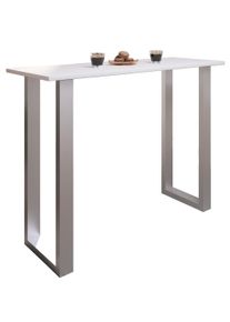 Bartisch Vcm "Holz Bartisch Stehtisch Tisch Tresen Xona 140x50", wei&szlig; (silber, wei&szlig;), B:140cm T:50cm, Tische, Bartisch