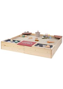 Sandkasten Muddy Buddy "Beach Rebel", beige (natur), Sandk&auml;sten, Kinder, B/H/L: 125cm x 20cm x 135cm, Massivholz, Sandkasten, natur - puderrosa, B:125cm H:20cm L:135cm