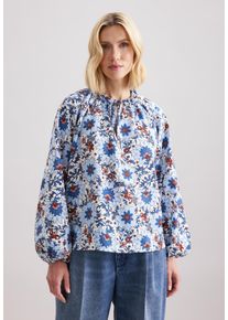 Klassische Bluse Seidensticker "Schwarze Rose", Damen, Gr. 3XL (46), ecru, 86% Viskose, 14% Polyamid, gemustert, regular fit, Rundhals, Blusen Klassische Bluse, Tunika Druck