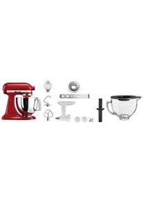 KitchenAid K&uuml;chenmaschine "5KSM125EBM SCHWARZ MATT", rot (empire rot), B:24cm H:36cm T:37cm, K&uuml;chenmaschinen, Gratis Fleischwolf, Sch&uuml;ssel, Spritzgeb&auml;ckvorsatz (Wert: ca.238,- UVP), K&uuml;chenmaschine