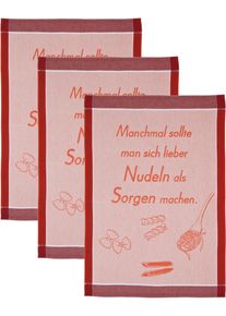 Geschirrtuch Ross "Manchmal sollte man dich lieber Nudeln als Sorgen machen", rot, B:50cm L:70cm, 100% Baumwolle, Geschirrt&uuml;cher, Geschirrtuch, Spr&uuml;chetuch, aus 100% Baumwolle