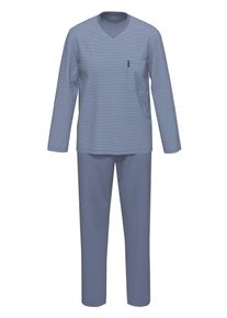 Schlafanzug Ammann "Schlafanzug lang Men / Nightwear", Herren, Gr. 62, blau (polo), Obermaterial: 100% Baumwolle CO., Homewear-Sets Schlafanzug