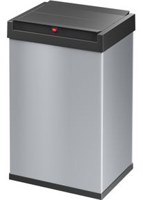 M&uuml;lleimer Hailo "Big-Box Swing L", grau (aluminiumfarben, schwarz), B:35cm H:54,5cm T:26cm, Metall, M&uuml;lleimer, M&uuml;lleimer, 35 Liter, Stahlblech, Abfallbox mit selbstschlie&szlig;endem Schwingdeckel