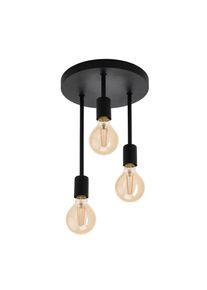 Eglo Deckenleuchte "WILMCOTE Deckenlampe, E27, Stahl, Wohnzimmerlampe, Industrial, Lampe", schwarz, 3, &Oslash; 28cm H: 38cm, 1 Stk., Leuchten, Deckenleuchte, H38,0 x &Oslash;28,0 cm, schwarz, 3X60W exkl., Vintage, Retro, Deckenleuchte