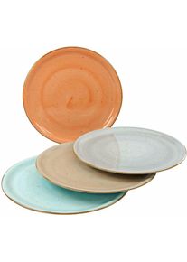 Pizzateller Creatable "Essteller VINTAGE NATURE", bunt (terrakotta, steinfarben, aquablau, schlamm), &Oslash;:30cm, Porzellan, Speiseteller, Pizzateller, Teller Set f&uuml;r 4 Personen, Porzellan