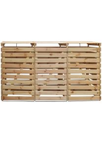 M&uuml;lltonnenbox Promadino "Vario V", braun (holzfarben), B:219cm H:122cm T:92cm, Holzwerkstoff, Aufbewahrungsboxen, M&uuml;lltonnenbox, f&uuml;r 3 x 240 l, holzfarben