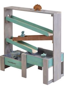 Wasserbahn Muddy Buddy "Aqua Tower", gr&uuml;n (warmgrau, salbei), Wasserbahnen, Kinder, B/H/L: 44cm x 105cm x 100cm, Holz, Wasserbahn, inkl 2 gro&szlig;er Auffangbecken, warmgrau-salbei, B:44cm H:105cm L:100cm