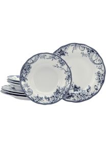 Tafelservice Creatable "Adelaide, Service 8-tlg.", blau, 8, Porzellan, Geschirr-Sets, Tafelservice, Teller Set, Nostalgischer Vintage Dekor, Elegante Form
