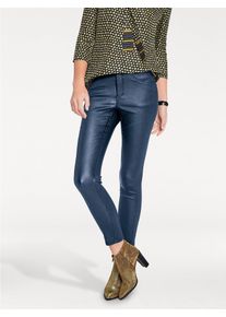 R&ouml;hrenhose Heine, Damen, Gr. 44, Normalgr&ouml;&szlig;en, blau (marine), 76% Viskose, 21% Polyamid, 3% Elasthan, Miedereinsatz:15% Elasthan, 85% Polyamid, unifarben, lang, Hosen R&ouml;hrenhose