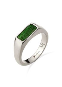 Siegelring Kuzzoi "Ring Siegelring mit Emaille Gr&uuml;n 925 Sterling Silber" Gr. 60, silber, Fingerringe, Herren, 60, Silber 925 (Sterlingsilber), Siegelring