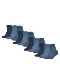 Sneakersocken Puma "Socken Plain Quarter 12P 12er Pack", M&auml;dchen, Gr. 35-38, blau (denim blau), Obermaterial: 71% Baumwolle CO. 14% Polyamid PA. 13% Polyester PES. 2% Elasthan EL., Socken Sneakersocken