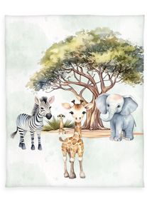 Herding's Young Collection Kinderdecke "YoungCollection Safari", bunt, B:130cm L:160cm, Polyester, HERDING YOUNG COLLECTION, Wohndecken, Kinderdecke, mit tollem Motiv