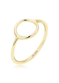 Silberring Elli Premium "Ring Geo Trend Look Kreis Statement 375 Gelbgold" Gr. 56, gold, Fingerringe, Damen, 56, Gelbgold 375, Silberring