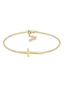 Armkette Elli "Armband Kreuz Kristalle 925 Sterling Silber" Gr. 160, gold, Armb&auml;nder, Damen, 160, Silber 925 (Sterlingsilber), Armkette
