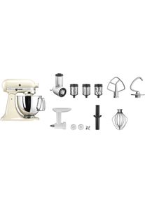 KitchenAid K&uuml;chenmaschine "5KSM125EER", beige (creme), B:24cm H:36cm T:37cm, K&uuml;chenmaschinen, Gratis Fleischwolf+Gem&uuml;seschneider m. 3 Trommeln (Wert ca. 278,-&euro; UVP), K&uuml;chenmaschine