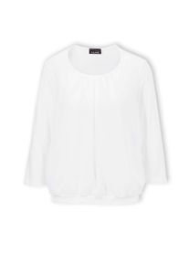 Kurzarmbluse GOLDNER "Chiffon-Shirt mit 3/4-Arm, Rundhals", Damen, Gr. 54, wei&szlig;, Obermaterial: 95% Viskose CV. 5% Elasthan EL., Casual, Sonstiges, Blusen Kurzarmbluse, keine/nicht relevant