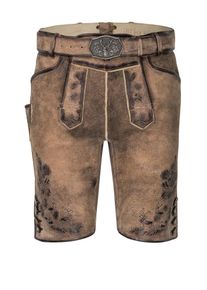 N&uuml;bler Trachtenlederhose N&Uuml;BLER "Lederhose kurz Max", Herren, Gr. 50, EURO, braun, Obermaterial: 100% Lammleder LEL., Hosen Trachtenlederhose