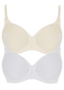 T-Shirt-BH Viania "2er Pack Spacer B&uuml;gel BH Carola", Damen, Gr. 90, Cup F, bunt (cream wei&szlig;), Stoff, Obermaterial: 62% Polyamid PA. 27% Polyester PES. 11% Elasthan EL., BHs T-Shirt-BH