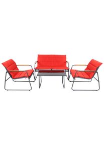 Garten-Essgruppe Vcm "4 tlg. Set Lounge Balkon Gartenm&ouml;bel Lexila", rot, B:222cm T:119cm, Obermaterial: 80% Textilmaterial TEXMAT. 20% Metall MT., Sitzm&ouml;bel-Sets, Garten-Essgruppe