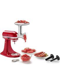 KitchenAid Fleischwolfaufsatz "mit Wurstf&uuml;ller 5KSMMGA", grau (aluminiumfarben), B:13,9cm H:21,2cm T:22,1cm, K&uuml;chenmaschinen-Aufs&auml;tze, aus Ganzmetall, Fleischwolfaufsatz