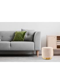 Sitzhocker Kayoom "Hocker Gipsy 425, stilvoller Sitzhocker,runde Form, stilvolles Design", wei&szlig; (elfenbein, gold), B:35cm H:35cm T:35cm, Bezug: 100% Polyester / Korpus: MDF, Kiefer / Gestell: Metall, Hocker, Sitzhocker, facettenreich, platzsparend, vielf&auml;ltig einsetzbar, weiche Polsterung