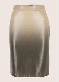 Madeleine Mode Sommerrock MADELEINE "Lederrock Eleganter Rock aus Leder-Imitat", Damen, Gr. 40, beige (beige, bleigrau), Obermaterial: 100% Polyester PES., Modern, R&ouml;cke Sommerrock
