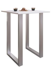Bartisch Vcm "Holz Bartisch Stehtisch Tisch Tresen Xona 80x50", wei&szlig; (silber, wei&szlig;), B:80cm T:50cm, Tische, Bartisch
