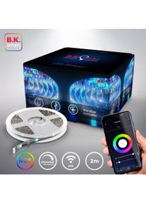 B.K.LICHT LED-Streifen, schwarz, Dioden 60 Stk., Gesamtl&auml;nge 2m, Lichterketten, Smart Home LED Stripe/Band 2m inkl. USB WiFi Appsteuerung, LED-Streifen